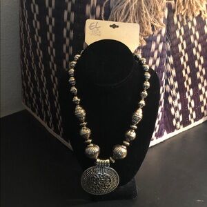 Erica Lyons Silver and Black Beaded Necklace